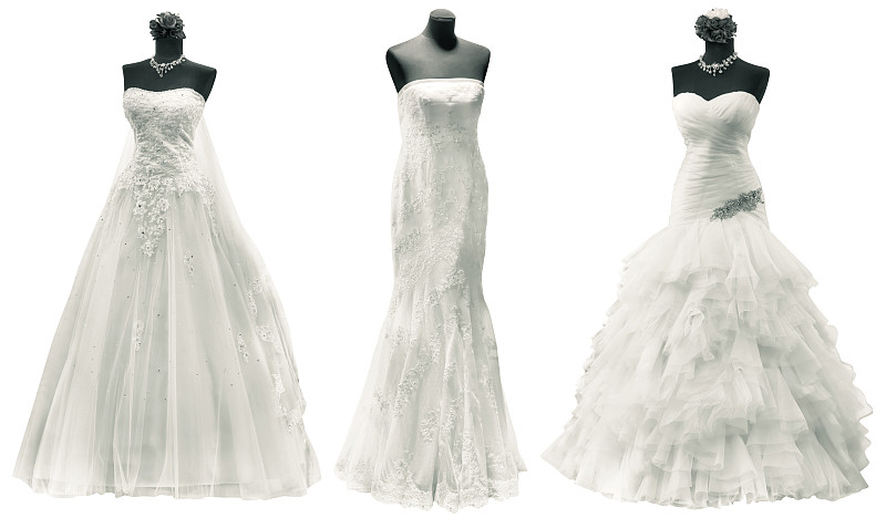 连衣裙,婚礼,简单背景,美,水平画幅,纺织品,高级定制服装,无人,薄纱网,婚纱