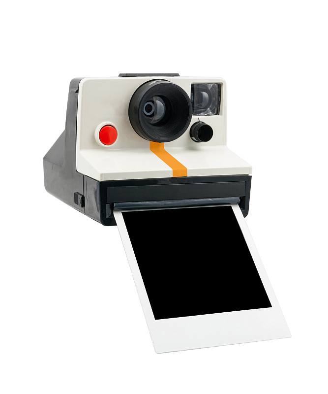 一次成像照相机,白色背景,印刷机,宝丽莱,即时成像,1970年-1979年,垂直画幅,空白的,留白,拍摄场景
