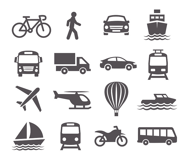 计算机图标,巴士,摩托车,骑自行车,自行车,热气球,电动机,风,客船,绘画插图