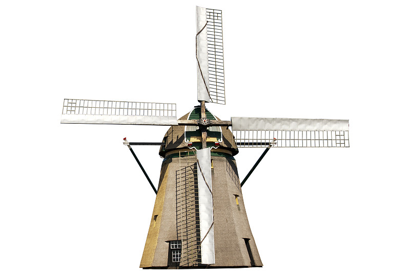 风车,分离着色,荷兰,水平画幅,能源,建筑,无人,欧洲,建筑外部,背景分离