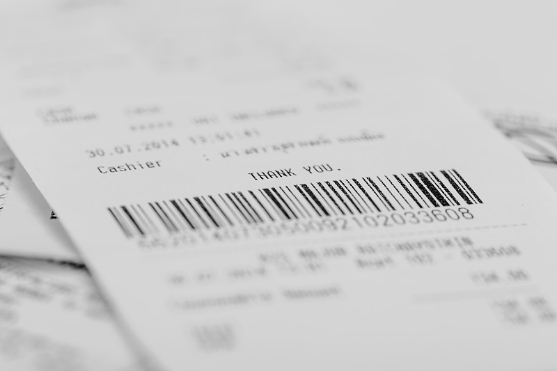 收银条,购物清单,收银机