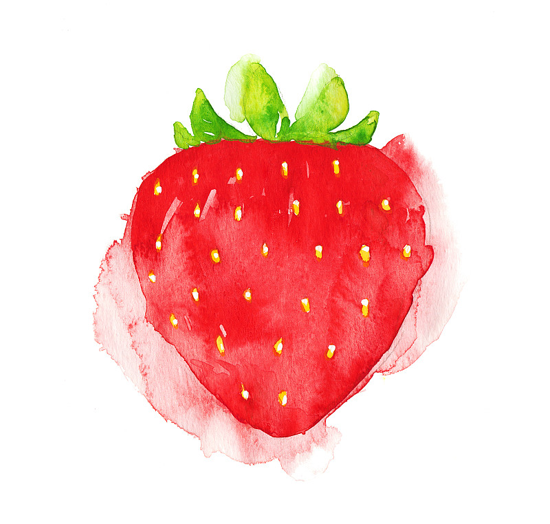 草莓,水彩画,水彩画颜料,美,水平画幅,无人,绘画插图,特写,明亮