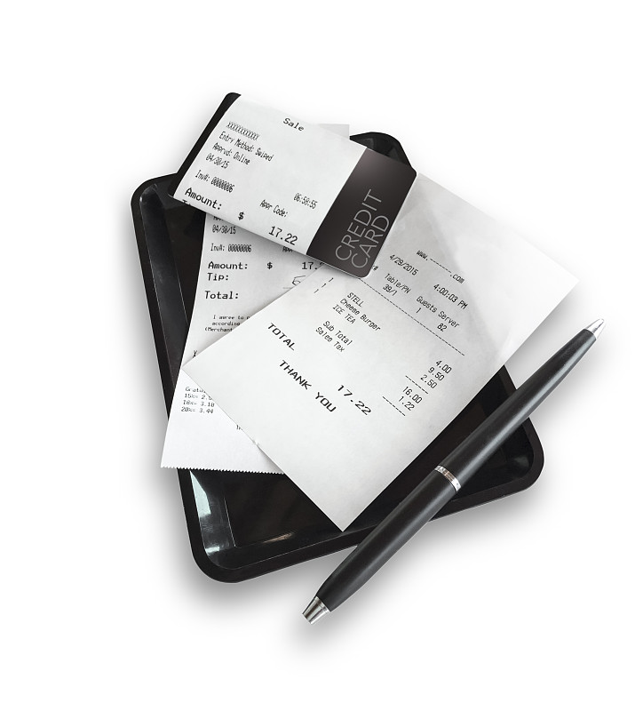 帐单,餐馆,收银条,收据,支票,信用卡,冰茶,垂直画幅,无人,玻璃