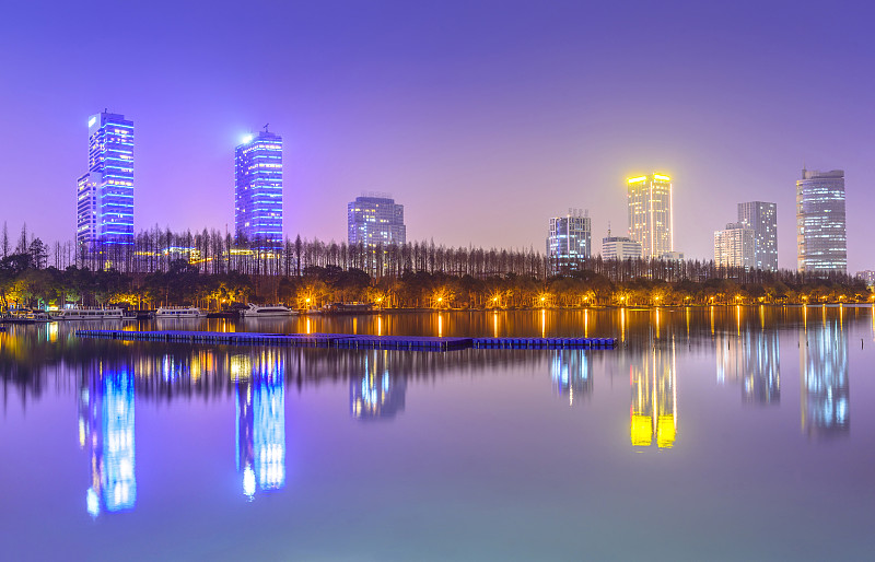夜晚,南京,天空,留白,江苏省,旅行者,湖,多彩山口,都市风景,复杂性