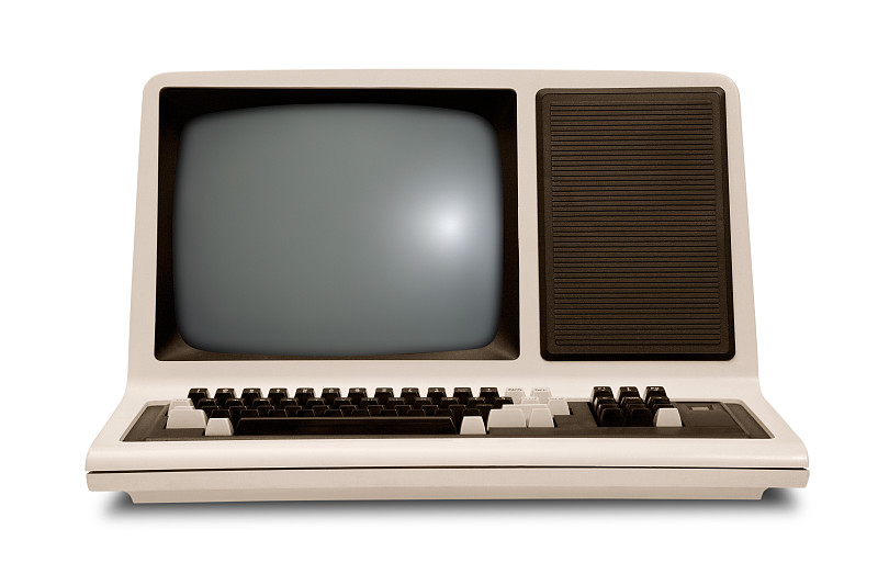 主机,显示器,白色背景,计算机键盘,80年代风格,复兴时期风格,圆形,阴极显象管,复古风格,古典式