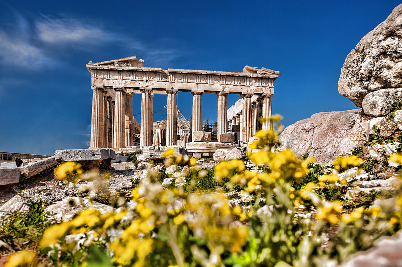希腊,雅典,雅典卫城,巴特农神庙,太阳穴,纪念碑,天空,灵性,旅行者,过去