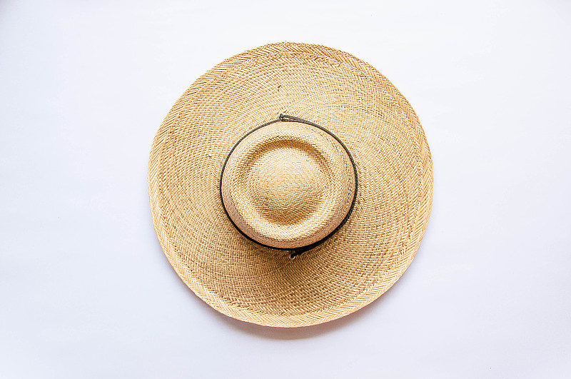 草帽,水平画幅,高视角,无人,2015年,白色背景,夏天,帽子,航拍视角,稻草