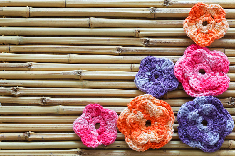 钩针编织品,仅一朵花,竹子,手艺,多色的,科鲁湾,装饰桌巾,纺织品,古典式,想法