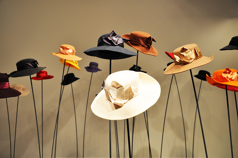 帽子,色彩鲜艳,棍,帽店,服装店,阔边遮阳帽,个人随身用品,褐色,艺术,状态描述