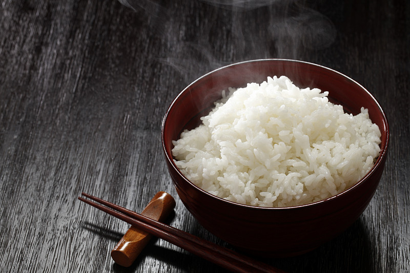 米,日本,白米,粳米,黑色背景,水平画幅,膳食,黑色,准备食物,白色