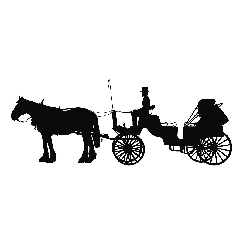 马轿,马车,绘画插图,古老的,陆用车,古典式,人,交通方式,黑色,复古风格