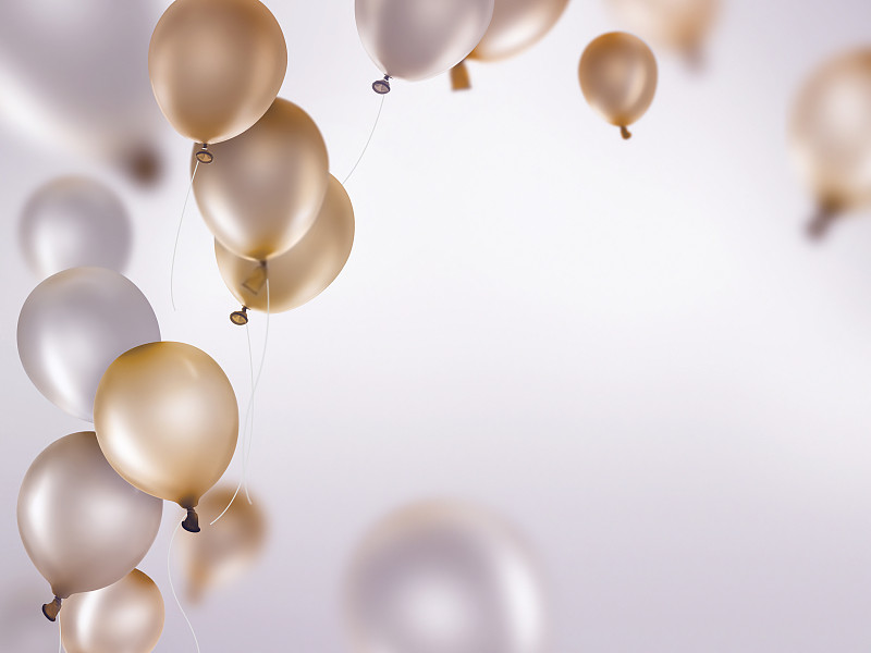 气球,银色,黄金,周年纪念,生日,背景,氦气球,氦,幸福,水平画幅