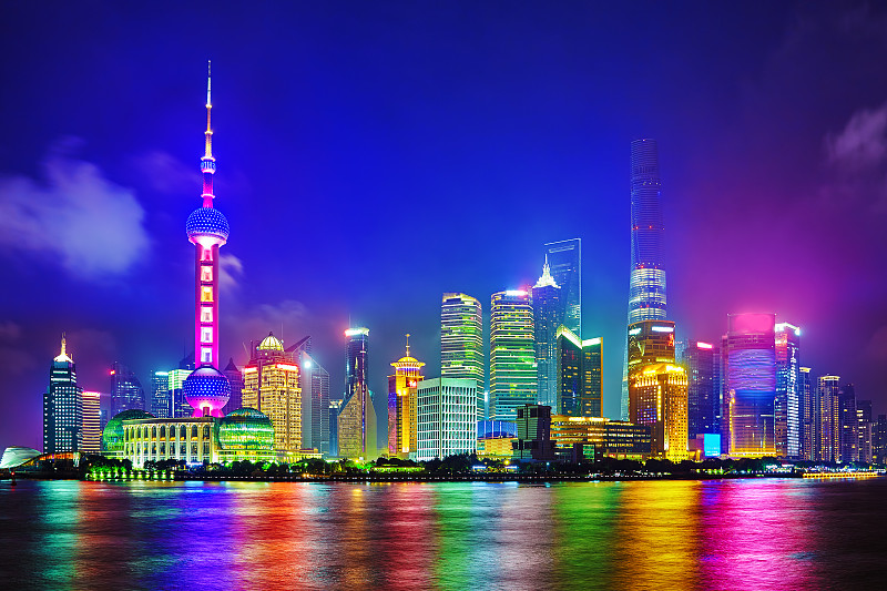 上海,浦东,现代,夜晚,都市风景,居住区,中山,外滩,陆家嘴,码头周围