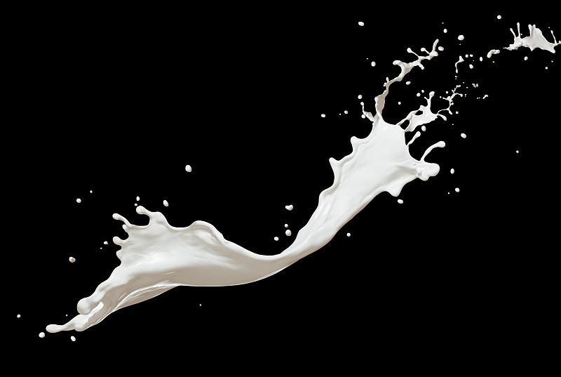 牛奶,液体,黑色背景,涂料,水滴,水平画幅,无人,背景分离,饮料,白色