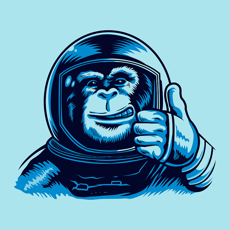 宇航员,猴子,绘画插图,性格,野外动物,卡通,安全帽,俄罗斯宇航员,技术,黑猩猩属
