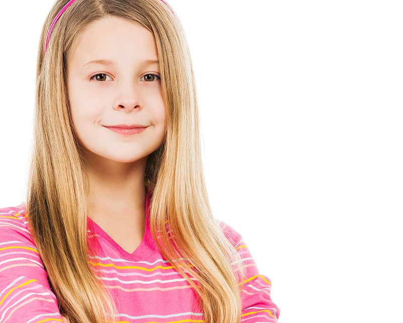 可爱的,女孩,白色,美,留白,水平画幅,注视镜头,美人,白人,长发