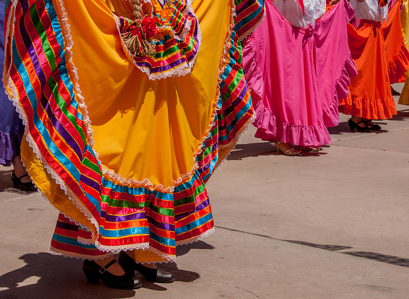 墨西哥人,裙子,多色的,民间舞,传统舞,唐娜安娜县,拉斯克鲁塞斯,墨西哥,狂欢节,舞者