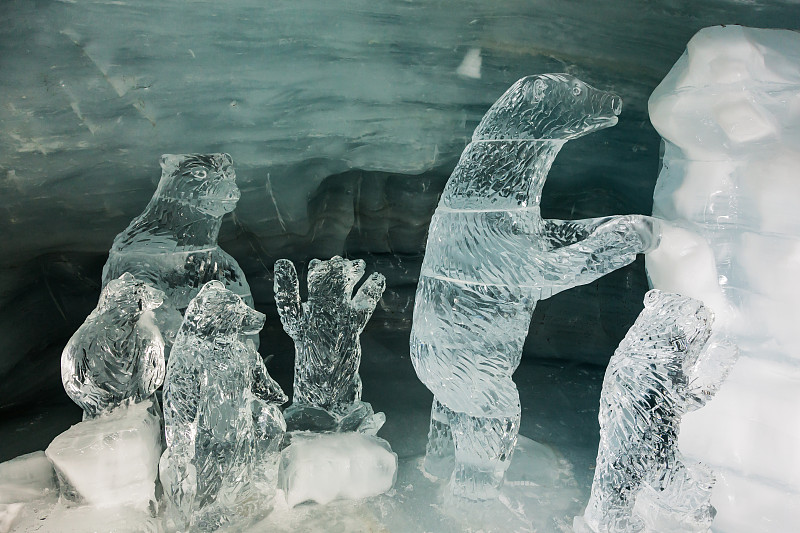 冰雕,北极熊,雕塑,冰,小熊,水,艺术,水平画幅,雪