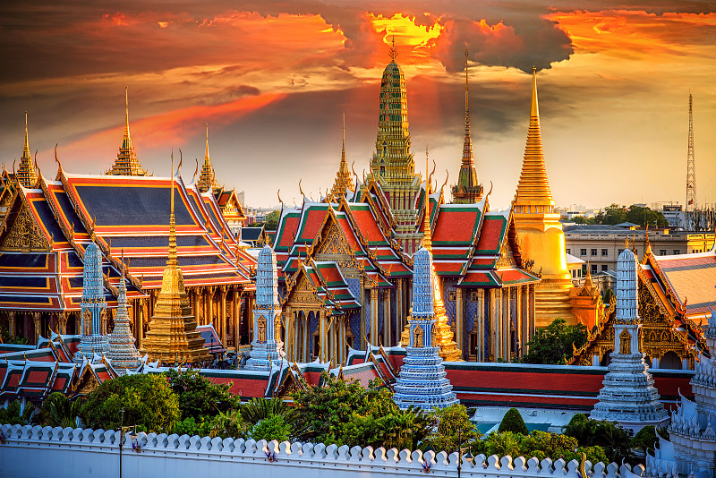帕达哈利奔猜寺,曼谷,泰国,宫殿,水平画幅,建筑,无人,城市天际线,户外,僧院