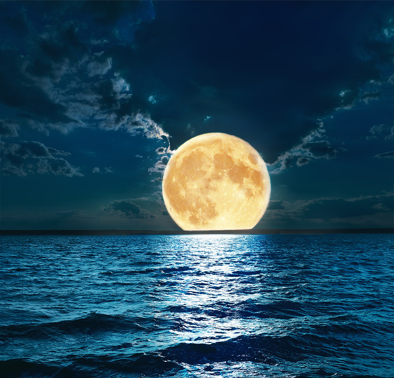 水,月亮,在上面,天空,灵性,水平画幅,夜晚,无人,科学,曙暮光