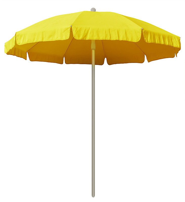 海滩遮阳伞,黄色,阳伞,剪贴路径,背景分离,白色背景,个人随身用品,垂直画幅,纺织品,无人