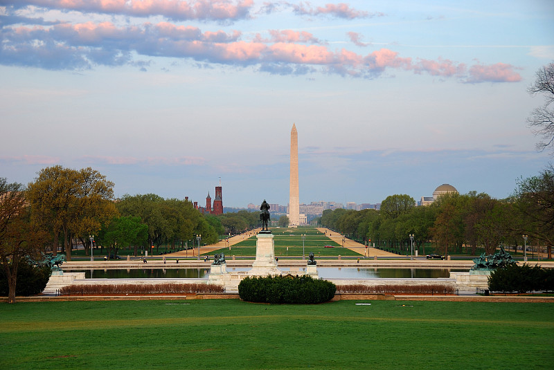 华盛顿特区,国内著名景点,购物中心,林肯纪念碑,美国,水平画幅,无人,蓝色,早晨,户外