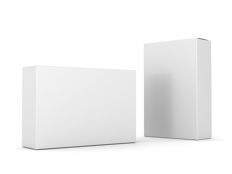 盒子,空白的,两个物体,纸盒,模板,纸板,关闭的,白色背景,纸,商品