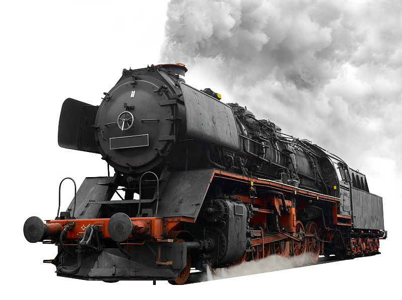 蒸汽机车,白色,机车,车厢,正面视角,留白,车轮,古董,水平画幅,古老的