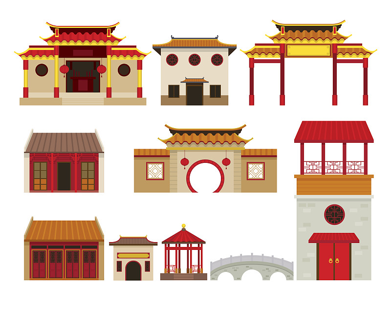 中国,建筑外部,组物体,寺庙,过去,大门,神殿,桥,建筑,房屋