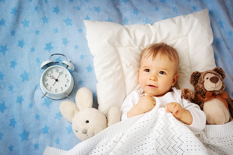 婴儿,闹钟,12到15个月,就寝时间,可爱的,泰迪熊,舒服,一个人,玩具,床