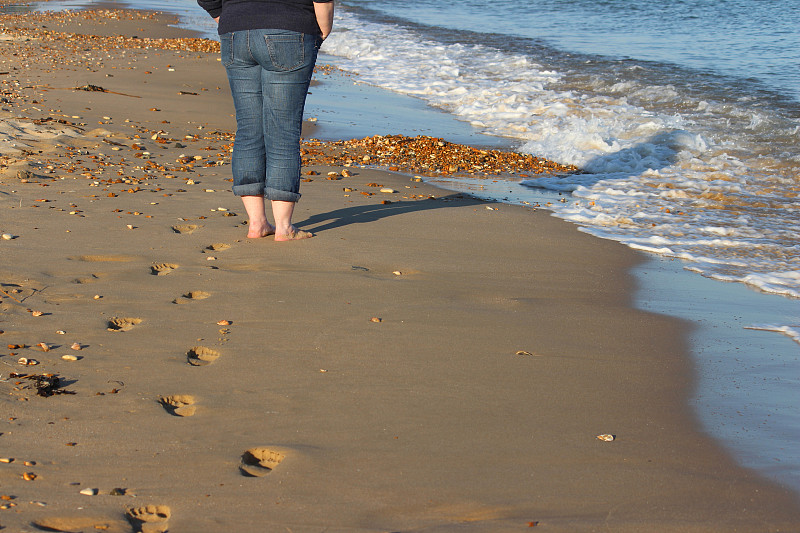 沙子,腿,海滩,脚印,海洋,女孩,水,度假胜地,四肢,水平画幅