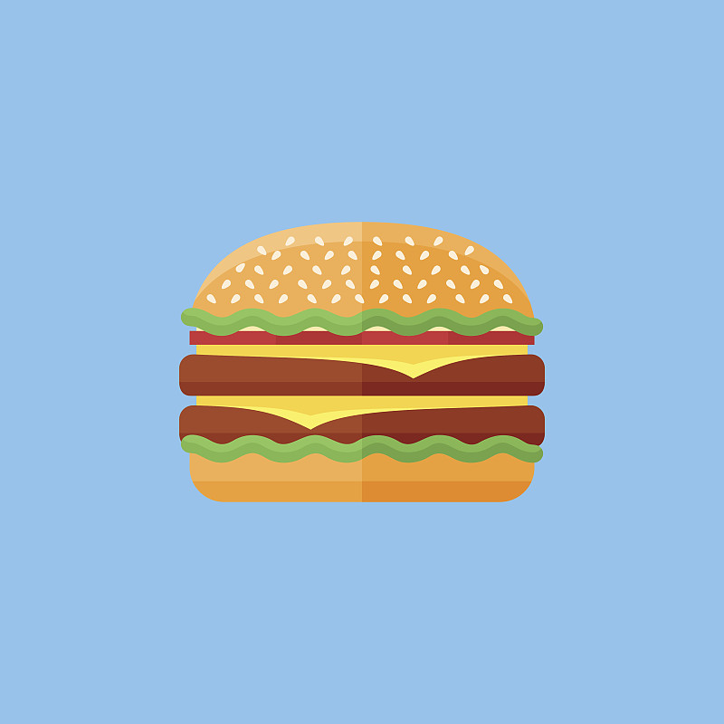 牛肉汉堡,平坦的,图标,快餐,奶酪汉堡,汉堡包,三明治,矢量,炸肉排,绘画插图