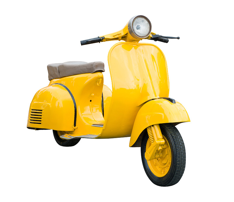 摩托车,黄色,白色,分离着色,40-80年代风格复兴,机动脚踏车,小型摩托车,迅速,水平画幅,无人