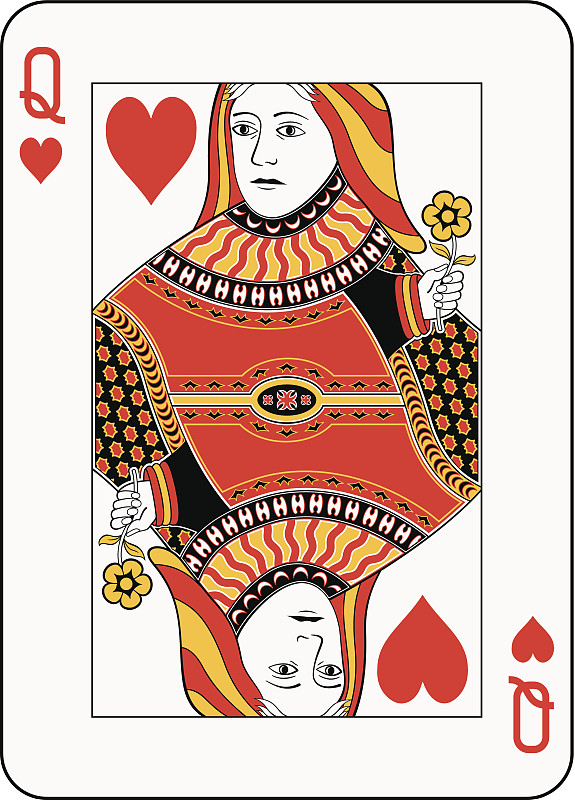 红心王后,女王卡,英文字母q,德州扑克,休闲活动,进行中,绘画插图,符号,古典式,风险