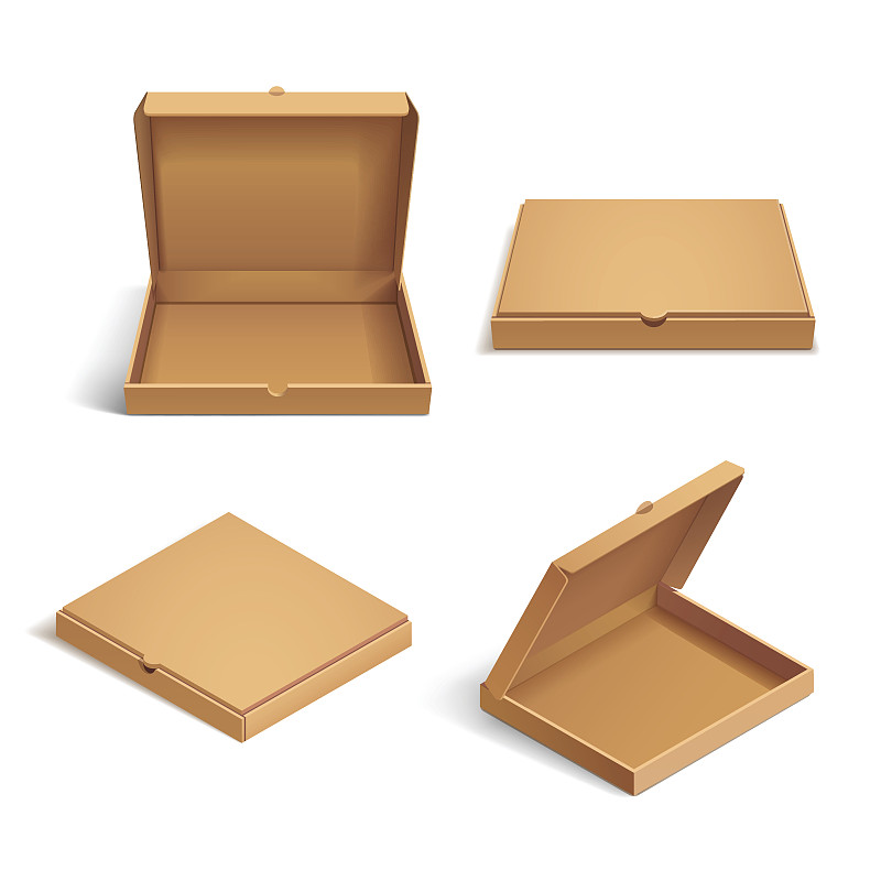 比萨饼,三维图形,纸箱,披萨盒,盒子,褐色,开着的,纸盒,关闭的,纸板