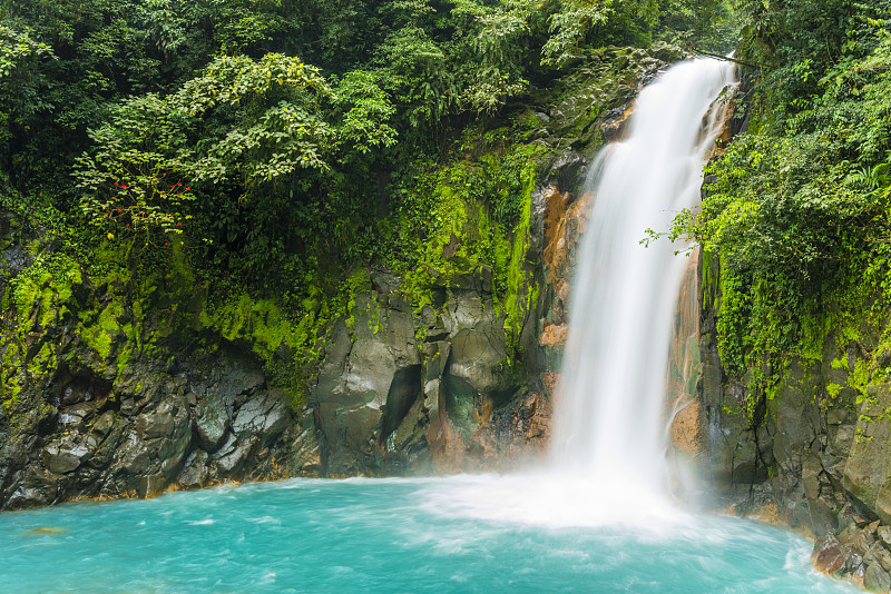 哥斯达黎加,自然,旅游目的地,背景,里约热内卢,浅蓝色,瀑布,雨林,宁静