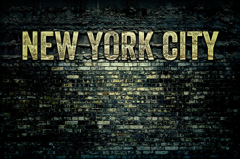 纽约,砖墙,留白,字母,水平画幅,纹理效果,风化的,墙,消息,无人