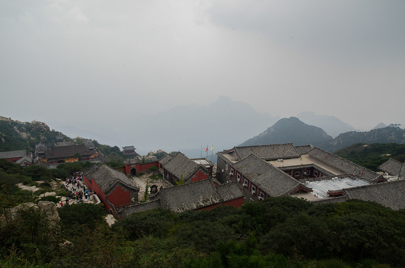 泰山,地形,山,中国,天空,水平画幅,绿色,无人,九月,蓝色