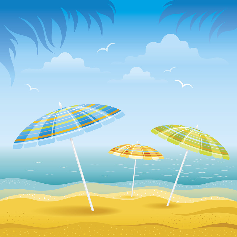遮阳伞,海滩,背景,海滩遮阳伞,夏天,阳伞,波浪,波形,海洋,热带气候