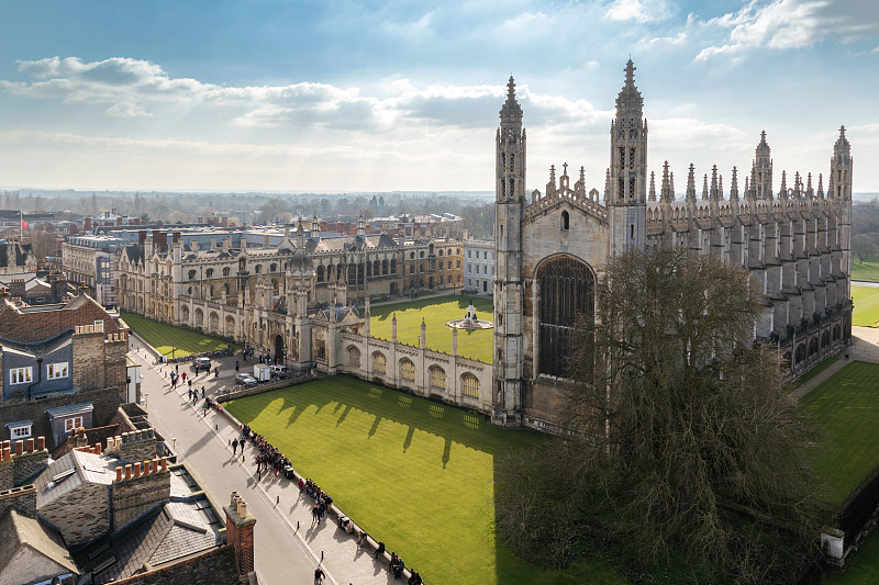 都市风景,顶部,英国剑桥,英格兰,英国,校园,大学,小礼拜堂,著名景点,教堂
