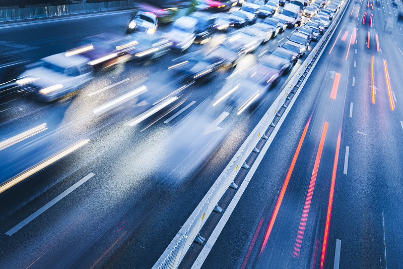 交通,夜晚,迅速,运动模糊,路灯,交通方式,光轨,拥挤的,汽车,照明设备