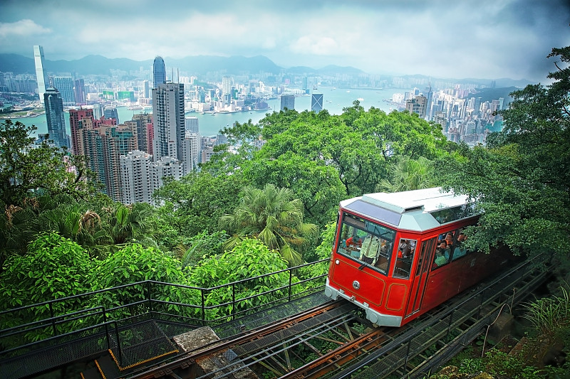 有轨电车,旅行者,缆车,山顶,公园,水平画幅,山,无人,海港,古典式