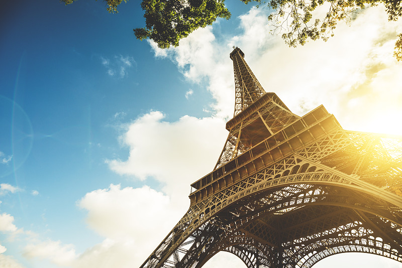 埃菲尔铁塔,秋天,巴黎,法国,纪念碑,天空,留白,水平画幅,无人,当地著名景点