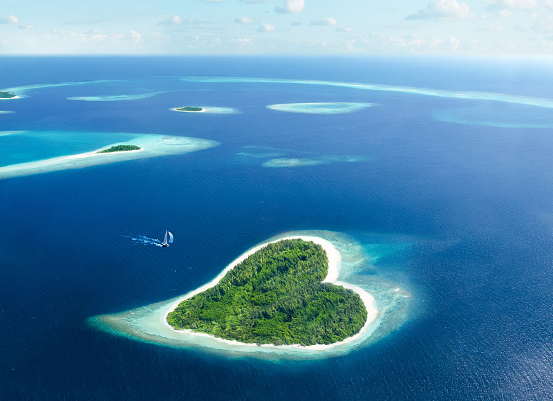 岛,海洋,心型,鸡尾酒,马尔代夫人,水平画幅,沙子,户外,棕榈树,礁石