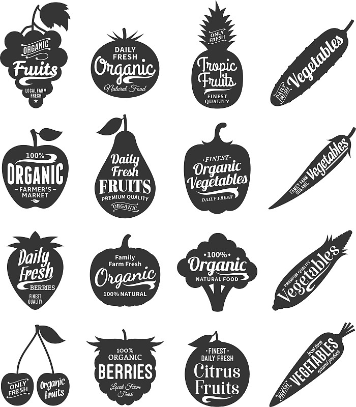 标签,符号,蔬菜,水果,化学元素周期表,食品杂货,素食,樱桃,绘画插图,椒类食物