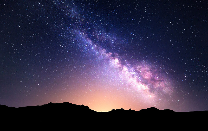 星系,夜晚,地形,银河系,天空,美,水平画幅,山,无人,科学