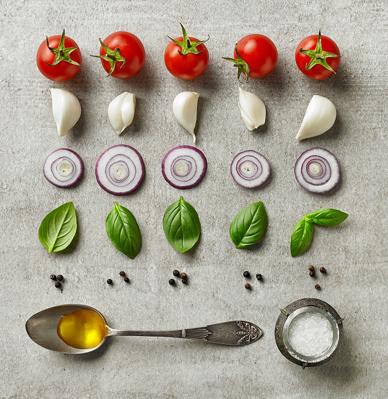 沙拉,成分,垂直画幅,素食,胡椒,配方,石材,西红柿,想法,意大利食品