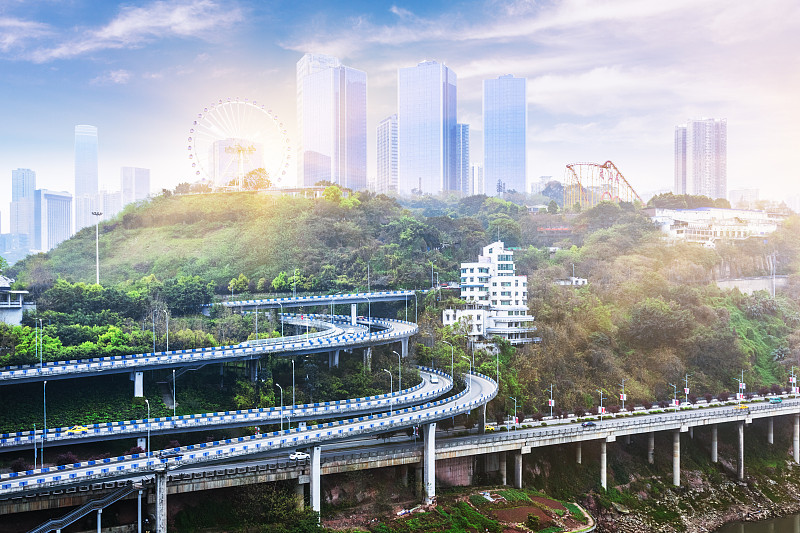都市风景,重庆,天空,高视角,陆用车,滨水,现代,复杂性,建筑业,著名景点
