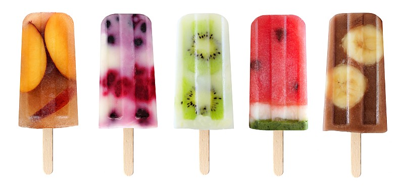水果,多样,分离着色,白色,冰棒,冰冻酸奶,冰淇淋,冻结的,冰,西瓜