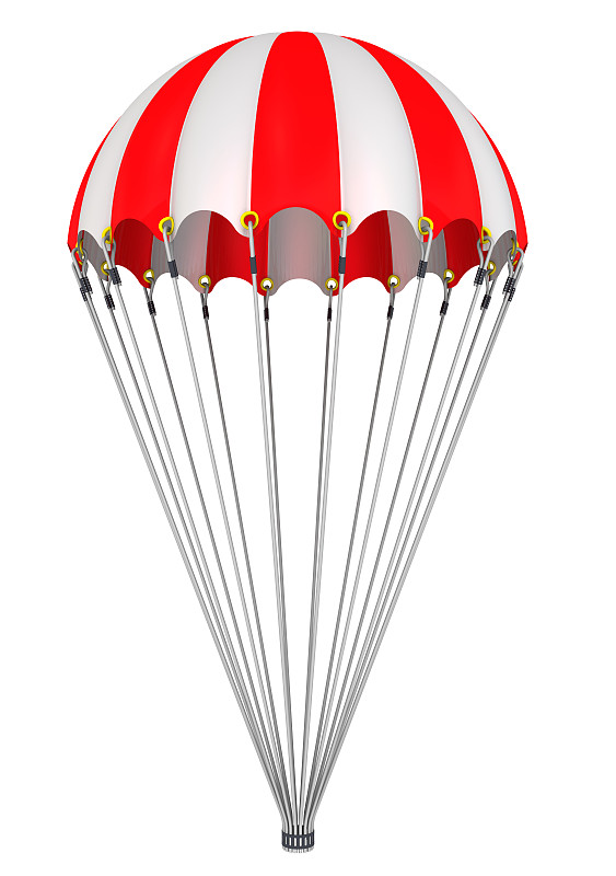 降落伞,降落伞运动,圆顶帐篷,有序,垂直画幅,白色背景,背景分离,安全,红色,计算机制图